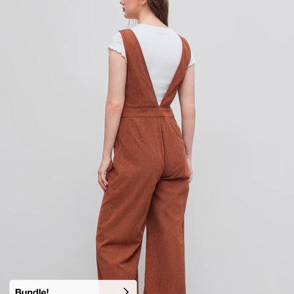CIDER ***
Corduroy Scoop Neckline Solid Button Pocket Jumpsuit - Picture 3 of 11